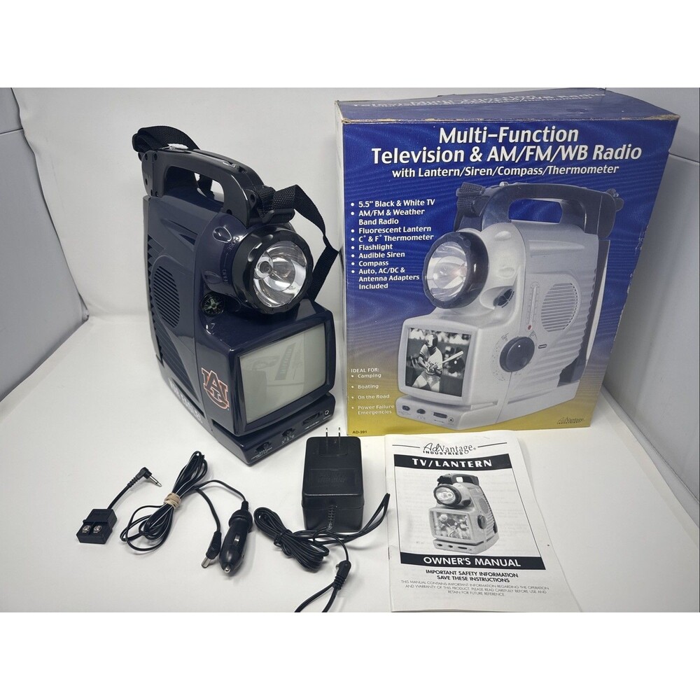 Portable Multi-Function TV 5.5” TV AM/FM Television Flashlight Auburn Tigers
